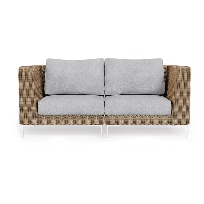 Outdoor Patio Furniture Set Rattan Wicker Sectional Sofa for Adults Weather Resistant Modular Design Round Corner Unit for