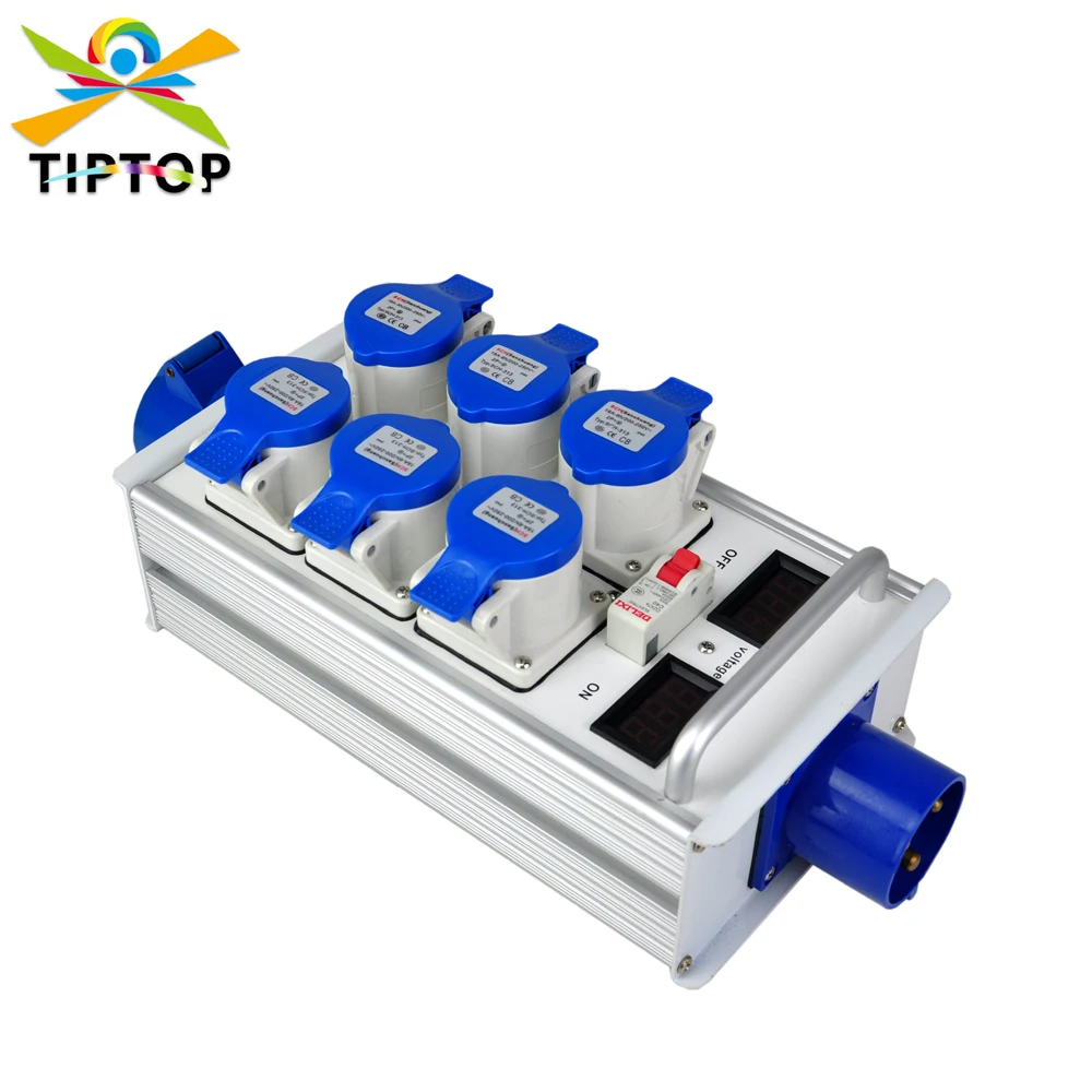 TIPTOP 6 Port Power Distributor Controller Box with 32A Reverse Power Plug Waterproof Design Mini Size Portable