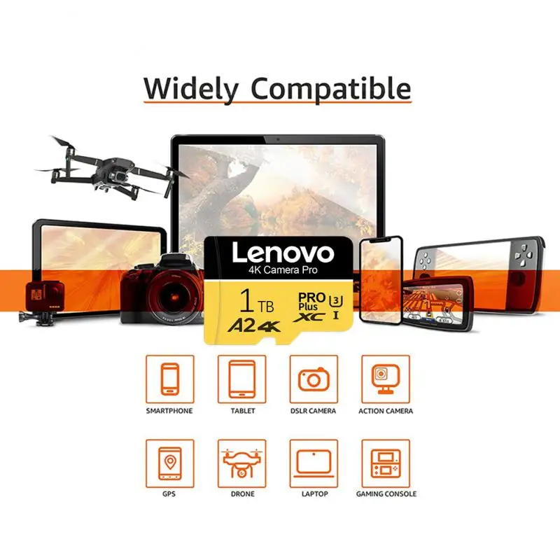 Lenovo NEW 2TB 128GB Memory Card A2 4K V30 SD Card Micro TF SD Card 1TB 512GB 256GB Flash Card micro tarjeta sd for Phone Cam