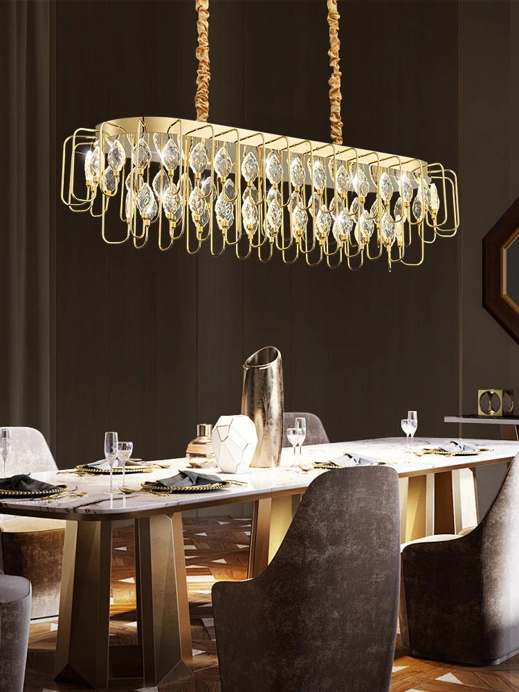 غرفة المعيشة الفاخرة كريستال الثريا الرجعية الحد الأدنى الراقية غرفة نوم غرفة الطعام الإضاءة 2025 نمط جديد الإضاءة الفاخرة #3