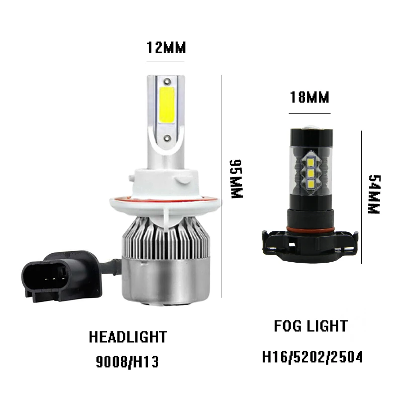 지프 랭글러 2010-2023 2011 2012 2013 2014 2015 2016 2017 6000, 4x LED 백색 헤드라이트 안개등 전구, 할로겐 교체, 2018 K