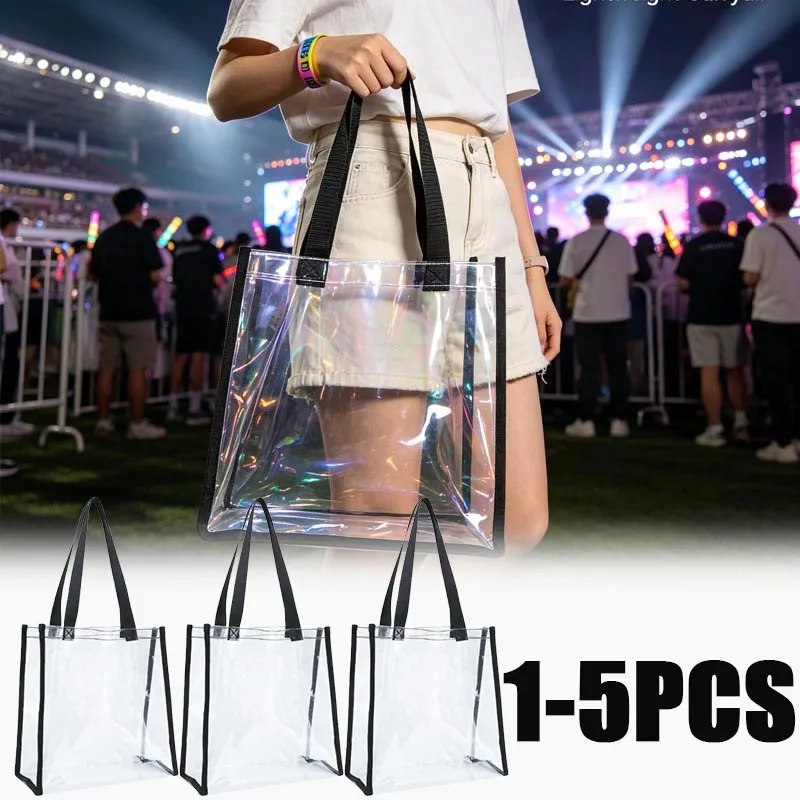 1-5PCS Large Capacity Clear PVC Tote Bag Ita Bag Waterproof Travel Handbag for Concert Merch Fan Support Shopping Daily Use