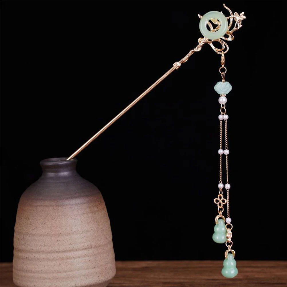 

2pcs Alloy Ancient Style Glass Hairpin Tassel Chignon Bun Stick Pins for Women Metal Hair Sticks Smooth Durable Fashion Chinese