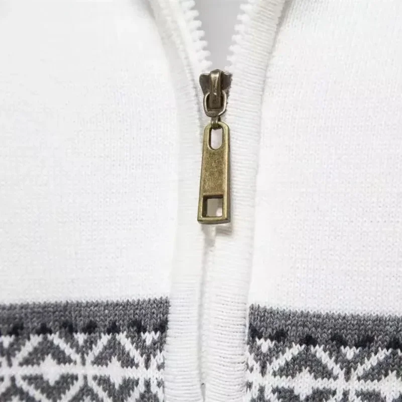 2023 Autumn Winter Men's Sweater High-quality Half High Collar Color Matching Sweater Male Business Casual Knitwear Pullovers