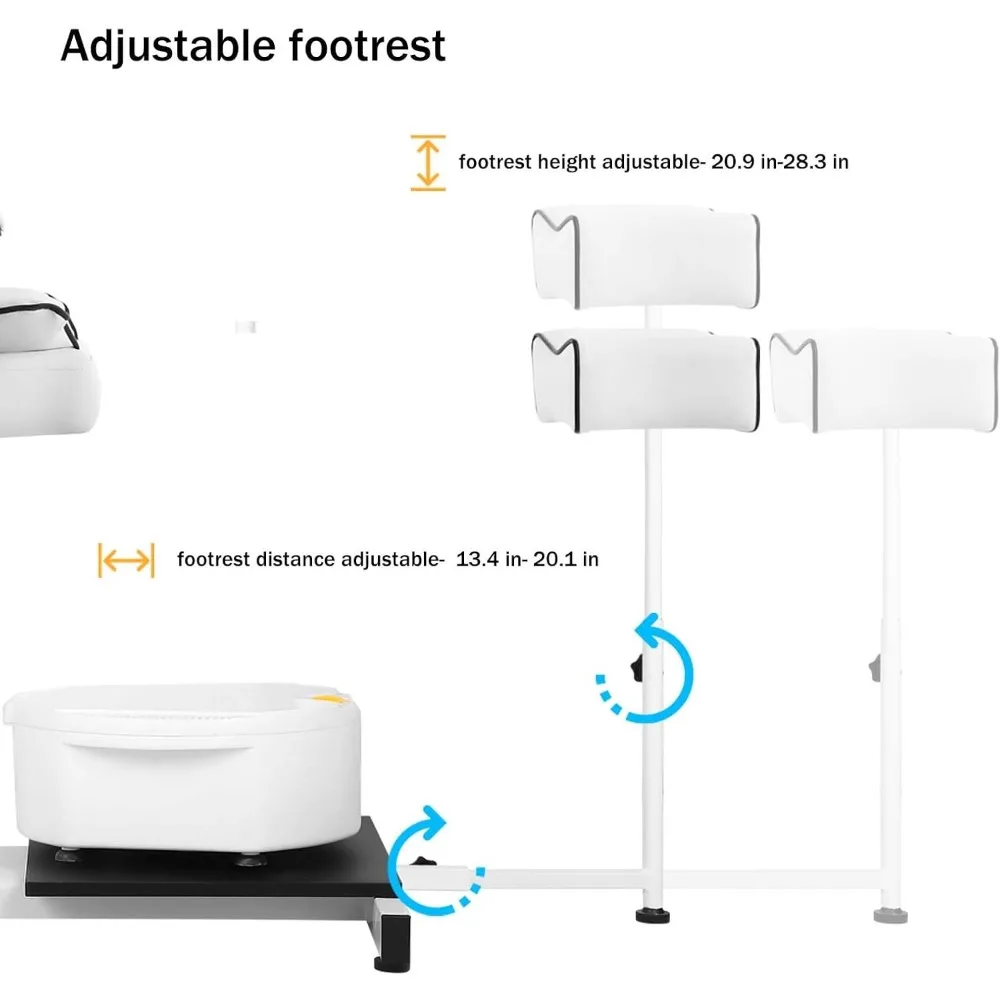 Pedicurestationstoel Hydraulische lift Pedicurestoelen met kruk en bubbelmassage Voetenbad, 360 draaibare pedicurestoel, geen sanitair