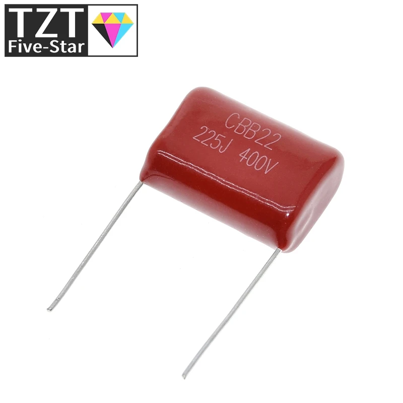 

TZT 10 шт. 400V225J 2,2 мкФ шаг 20 м 225J400V 225 400 В 2200PF CBB полипропиленовый пленочный конденсатор