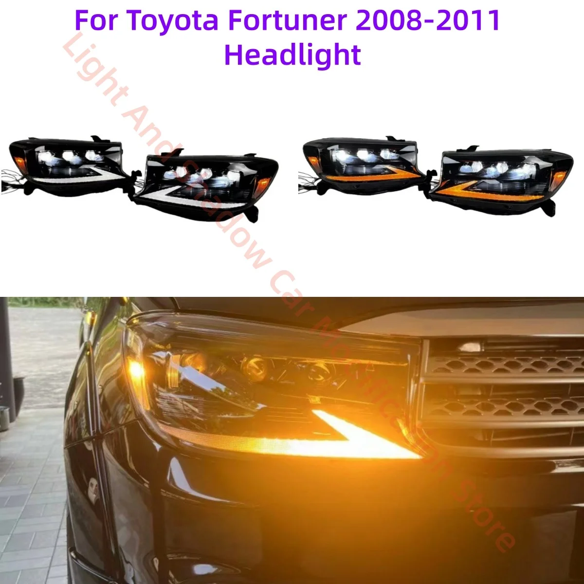 

For Toyota Fortuner 2008-2011 Front headlight assembly Modification Daytime running lights Flowing Turn light Automobile parts