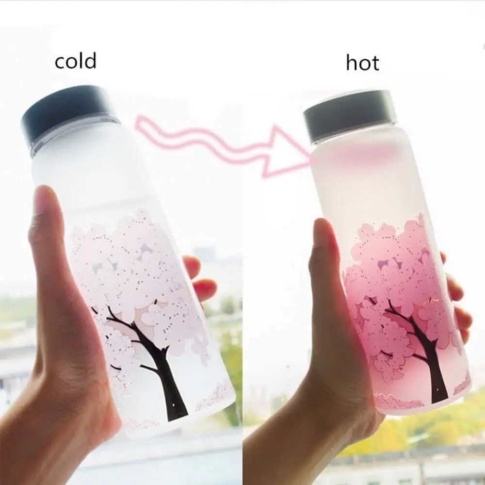 420/600/1000ML New Cherry Gradient Color Glass Water Bottle Cute Fashion Sport Drink Bottles Gift Cups for Kids Girl Student