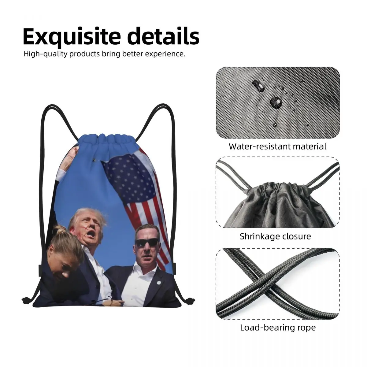 2024 Trump Rallye Shooting Bag Kordel zug Rucksack Sport Gym Sackpack Donald Trump Shot String Taschen für Yoga