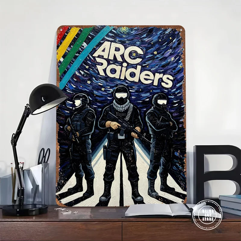 ARC Raiders Game Art Poster Customized Vintage Metal Signs Wall Art Retro Tin Plaque for Gaming Room Decoration Aesthetic House