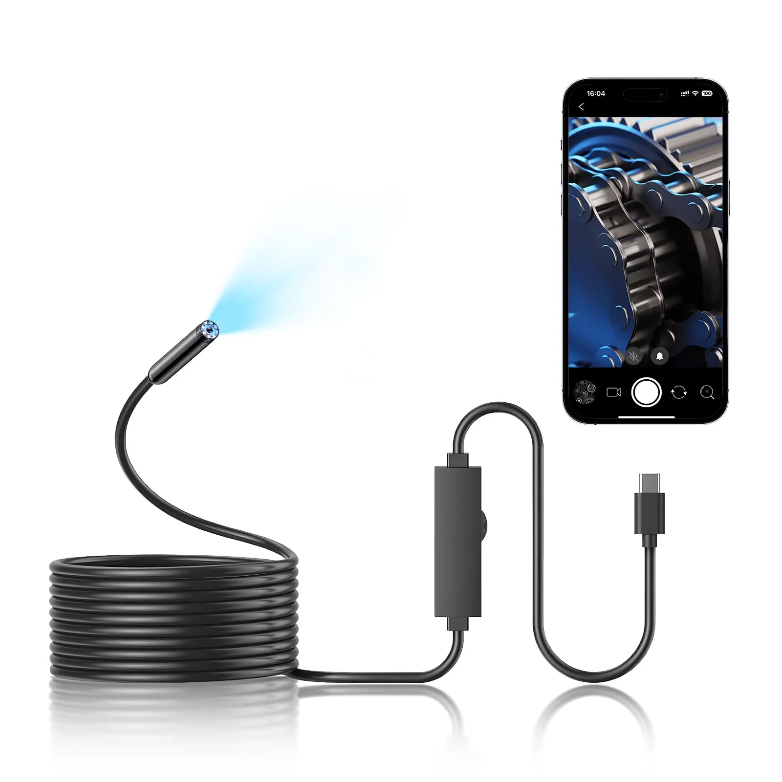 8mm IP67 Waterproof Endoscope with 8 Adjustable LED Lights - HD Borescope Inspection Camera for Android Smartphones