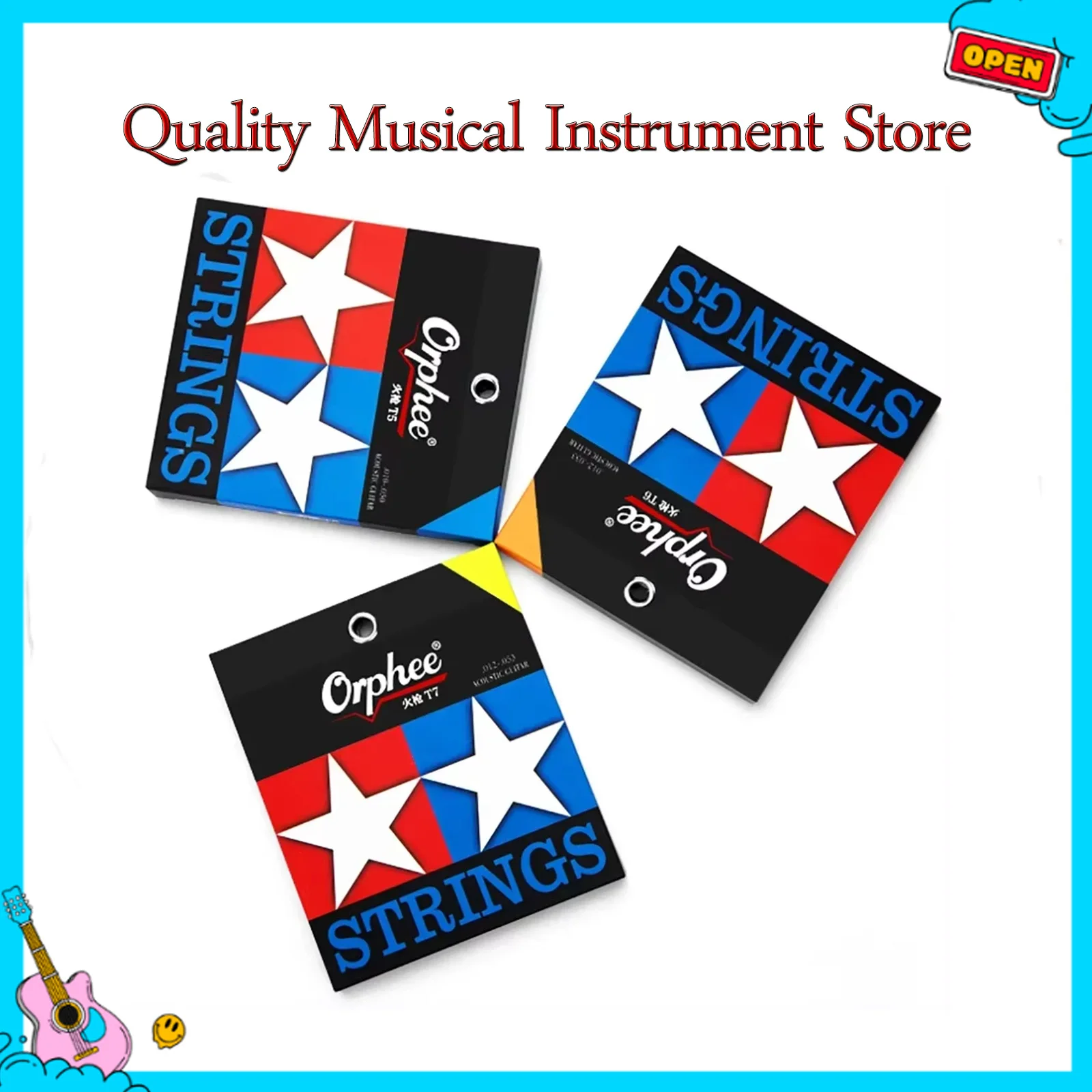 Orphee سلاسل الغيتار الصوتية النيكل مطلي عالية الكربون الصلب سداسية الأساسية أوتار الغيتار أجزاء الغيتار وملحقاتها #1