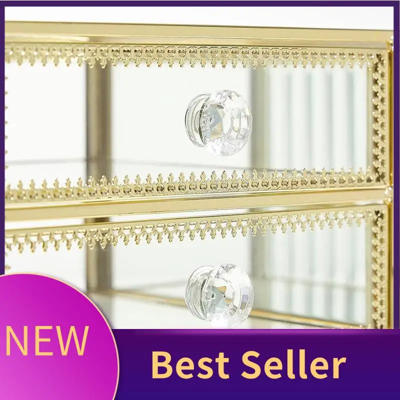 3 Drawer Organizer With Touch Of Gold, Great For Lipsticks And Brushes, Clear Visibility