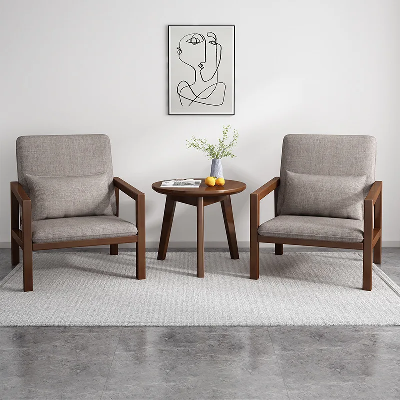 Solid wood sofa lounge chair with footrests, home balcony negotiation chair, reception room table and chair, outdoor lounge