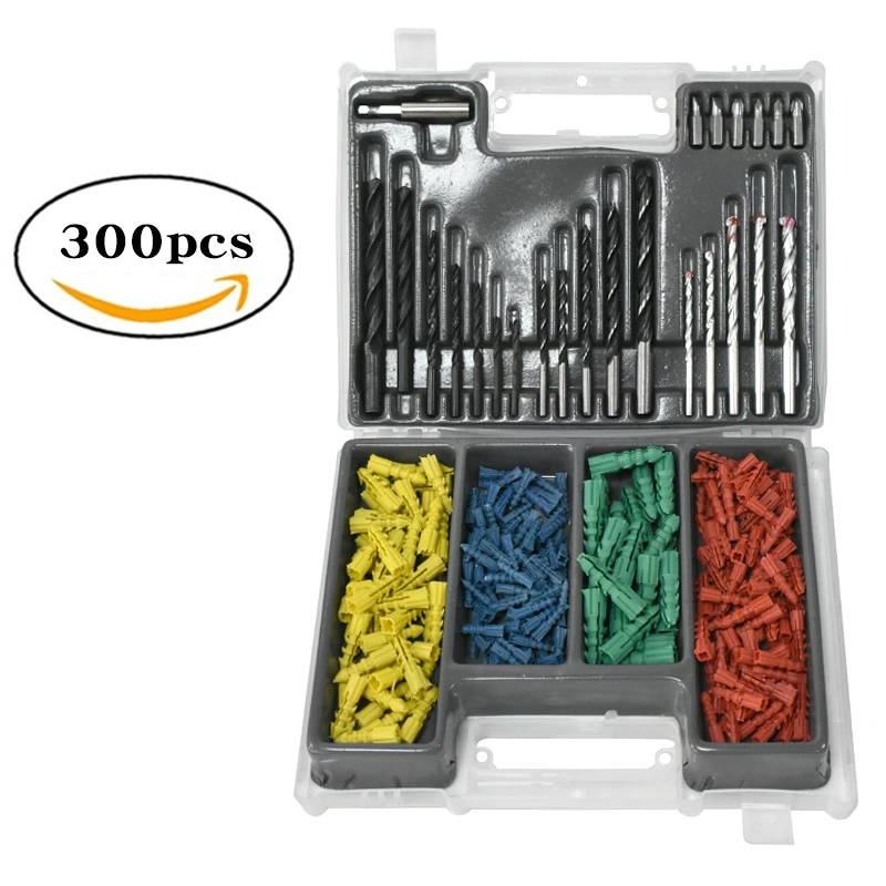 

300PCS Set of Twist Drill Bits, Construction Drill, Woodworking Drill Bit, Expansion Hole Screw Set Household Woodworking Tools