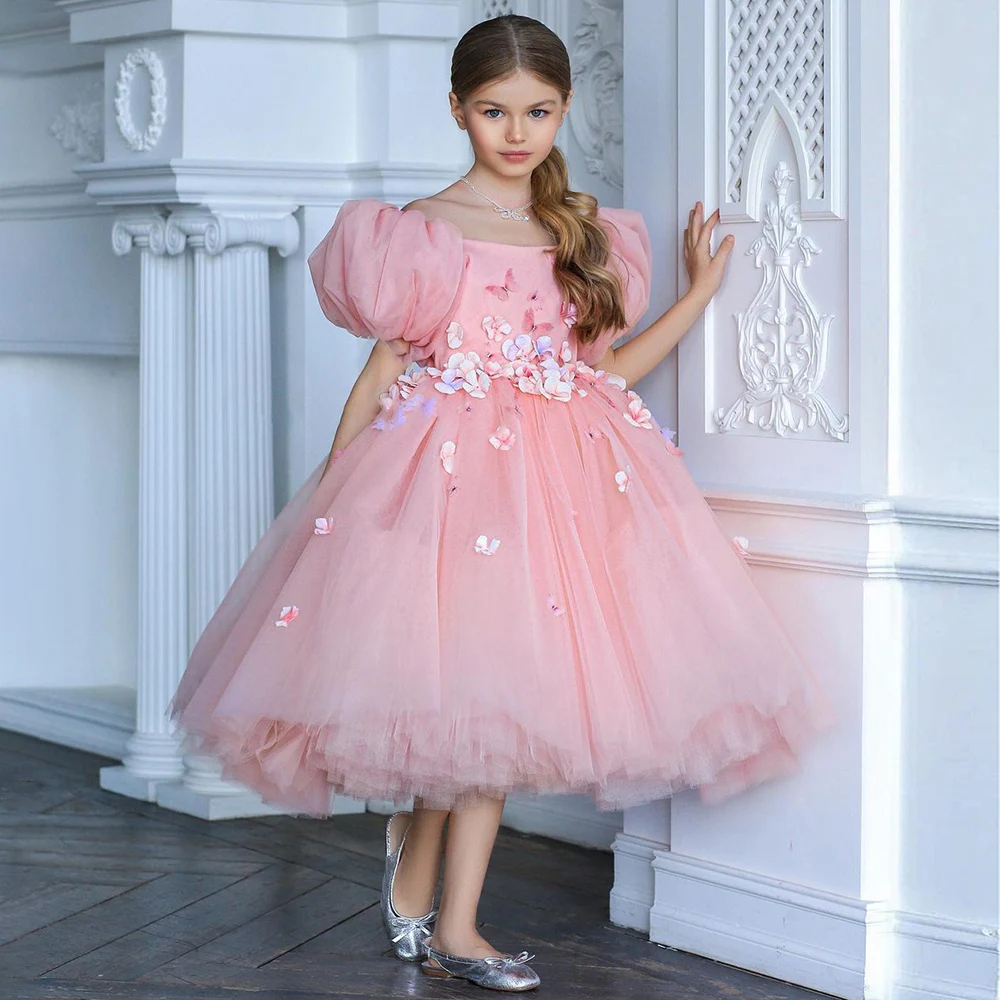 

Puffy Flower Girl Dress Ivory Baby Girl Dress Tulle Wedding Party Dress Cute Kids Child Birthday Dress Girl Party Dresses