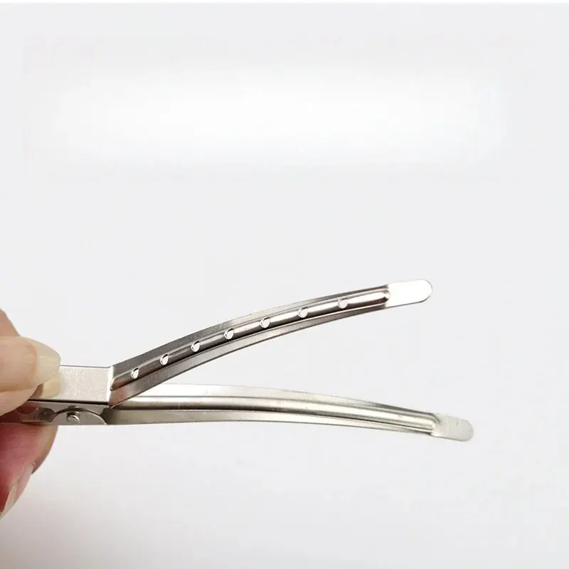 ヘアスタイリングとカラーリング用の金属製ダックビルクリップ、銀色、防錆、特別オファー