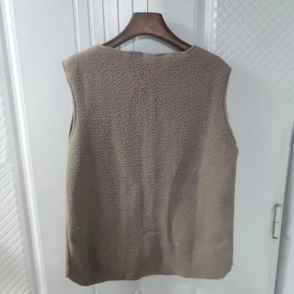Autumn Winter Warm Thick Fleece Vests Women Lamb Wool Vest Coat With Pockets Sleeveless Single Breasted Jacket Ladies Waistcoat
