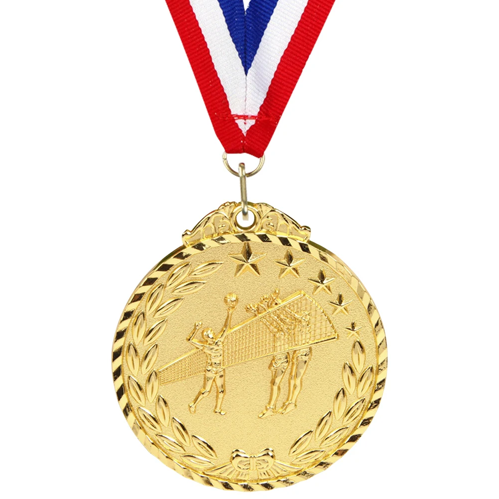 

Волейбольная медаль 6,5 см, наградная медаль с лентой на шею, спортивные награды, золотая/серебряная/бронзовая медаль для марафонских игр с мячом