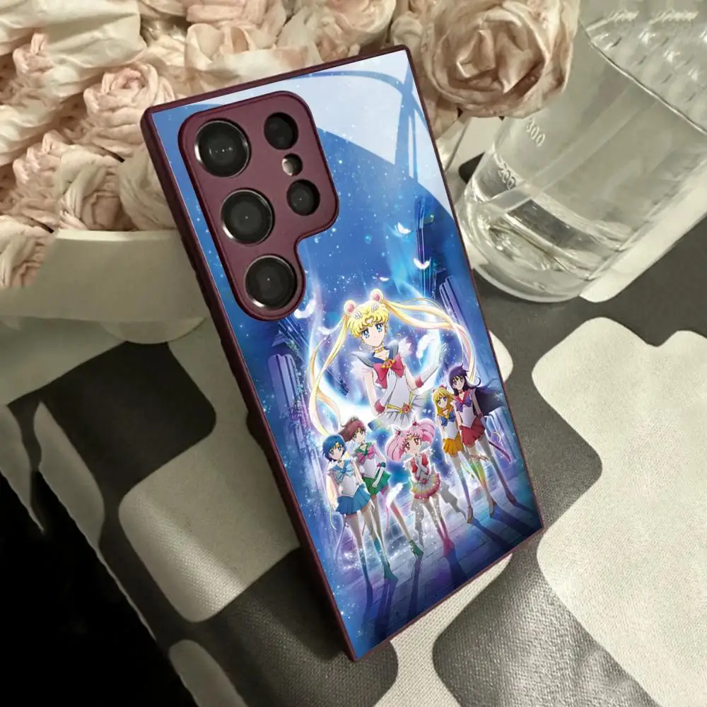 Niedliche Sailor Moon Handyhülle für Samsung Galaxy S26 S25 S24 S23 S22 S20 Fe S21 Edge Plus Ultra Glasabdeckung