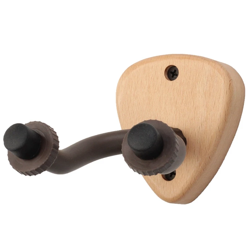 

N17R Wall Mount Guitar Hanger Hook Wood Base Banjo Bass Acoustic Electric Guitar Neck Holder Stand with Picks Slot,A
