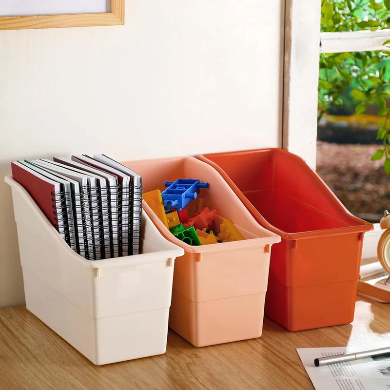 AU61-6Psc Book Box Connected Storage Box Book Storage Box For Book Folder Magazine File Rack Interlocking Office Classroom