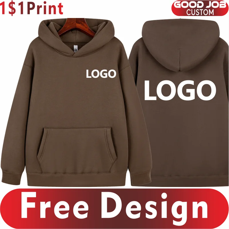 Winter Men Women Fleece Warm Sweatshirt Custom Logo Thick Fashion Hoodie Embroidery Personality Design Casual Sweater Printing