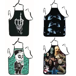 Halloween Aprons Skull Printing Adult Kitchen Apron Dinner Party Cooking  Tablier Cuisine Children Apron Kitchen Apron