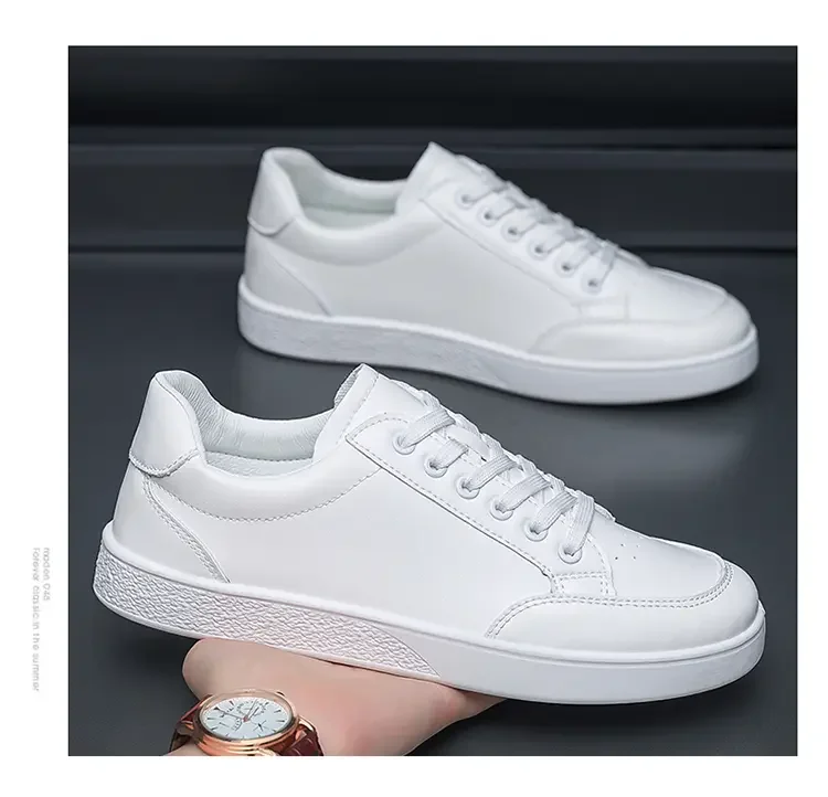 [Longkang-G138] Nuevos zapatos blancos para hombre, zapatos de moda, zapatos deportivos informales de cuero para hombre