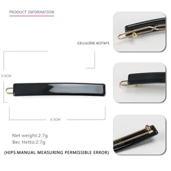 High-Quality French Acetate Hair Clip Set, Premium Black Edge Hairpin and Bangs Clip, Korean Style ,Classic Bangs Clip for Women