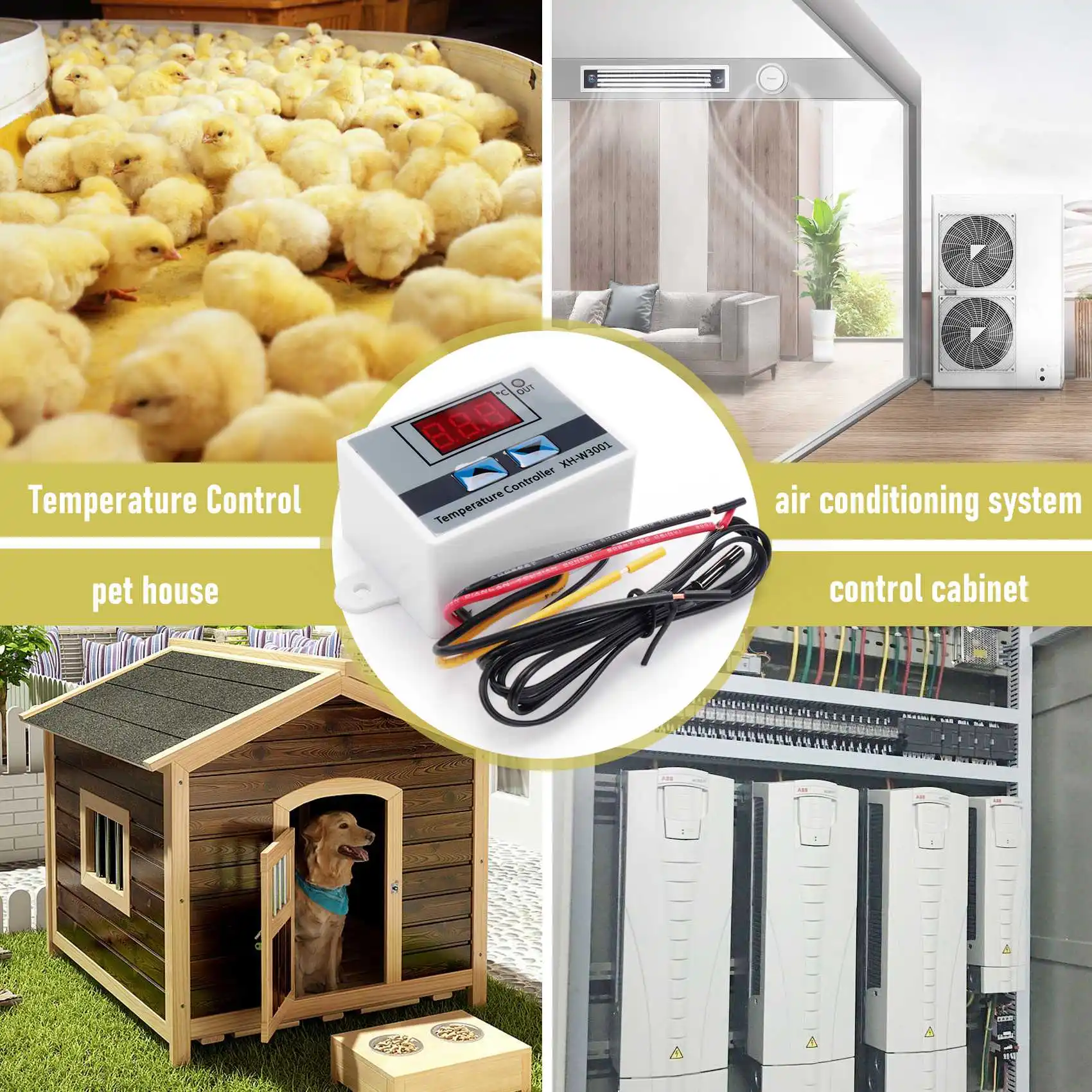 ABDE-3Pcs XH-W3001 Цифровой светодиодный модуль контроллера температуры Цифровой термостат Переключатель Электронный термостат (12 В 10 А 120 Вт)