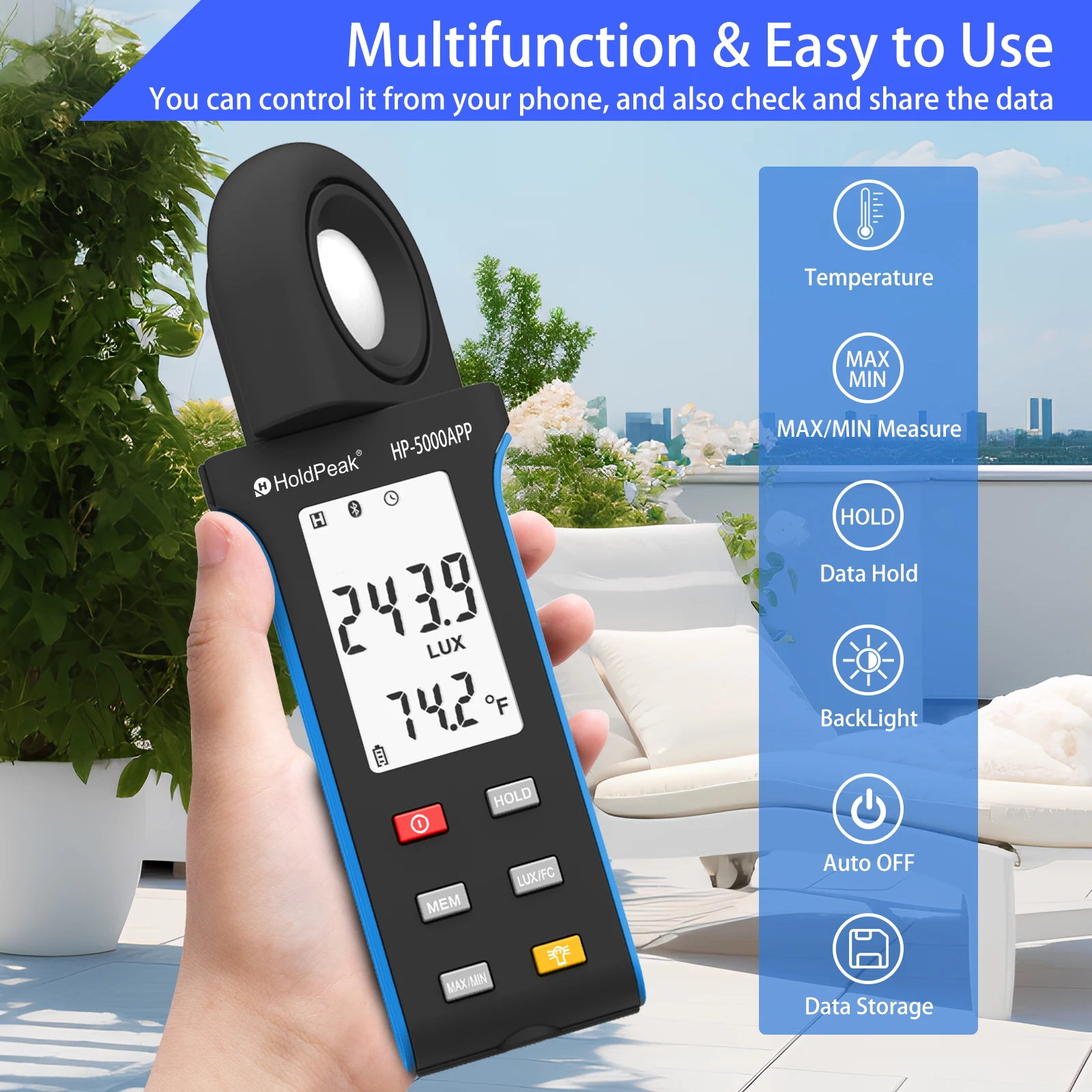 High-Performance Luxmeter with Mobile APP Versatile Accurate and Feature-Rich for Professional Light Measurement and Analysis