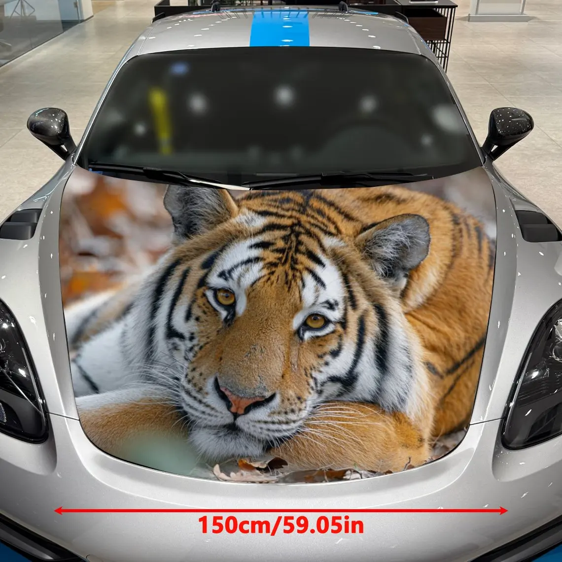 Tiger Pattern Car Hood Stickers, Fashion Modified Car Decorative Film Paper, Self-adhesive Wear-resistant Stickers, Stunning Des