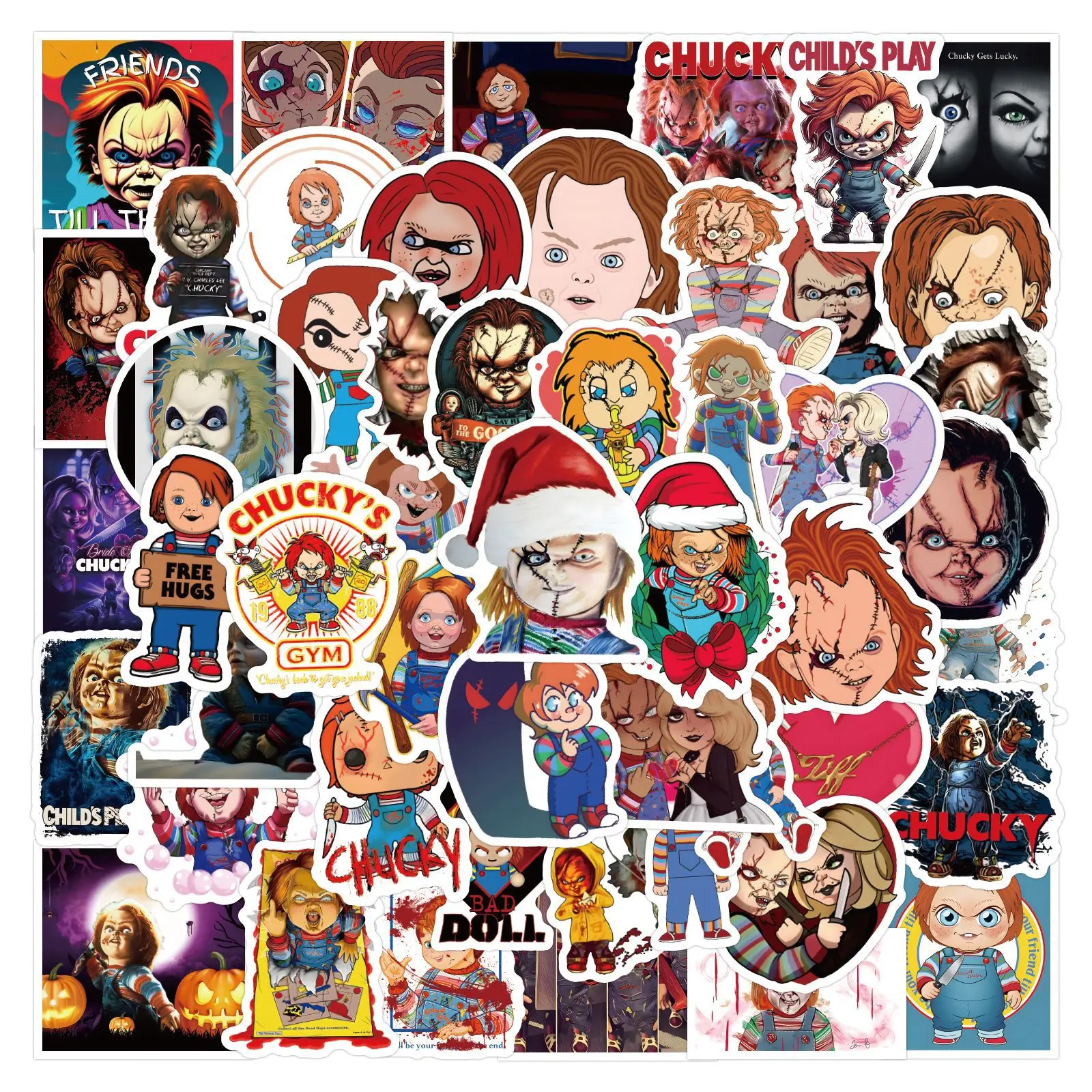 

60PCS Chucky Stickers Horror Hallowee DIY Sticker Laptop Car Laptop Skateboard phone helmet Motorcycle Decorative Sticker Toys