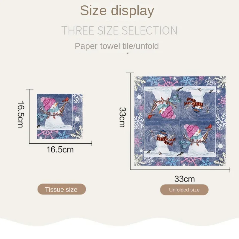 20pcs Colourful Printed Christmas Tree Cartoon Snowman Printed Tissue Paper Christmas Birthday Party Table Decoration Paper