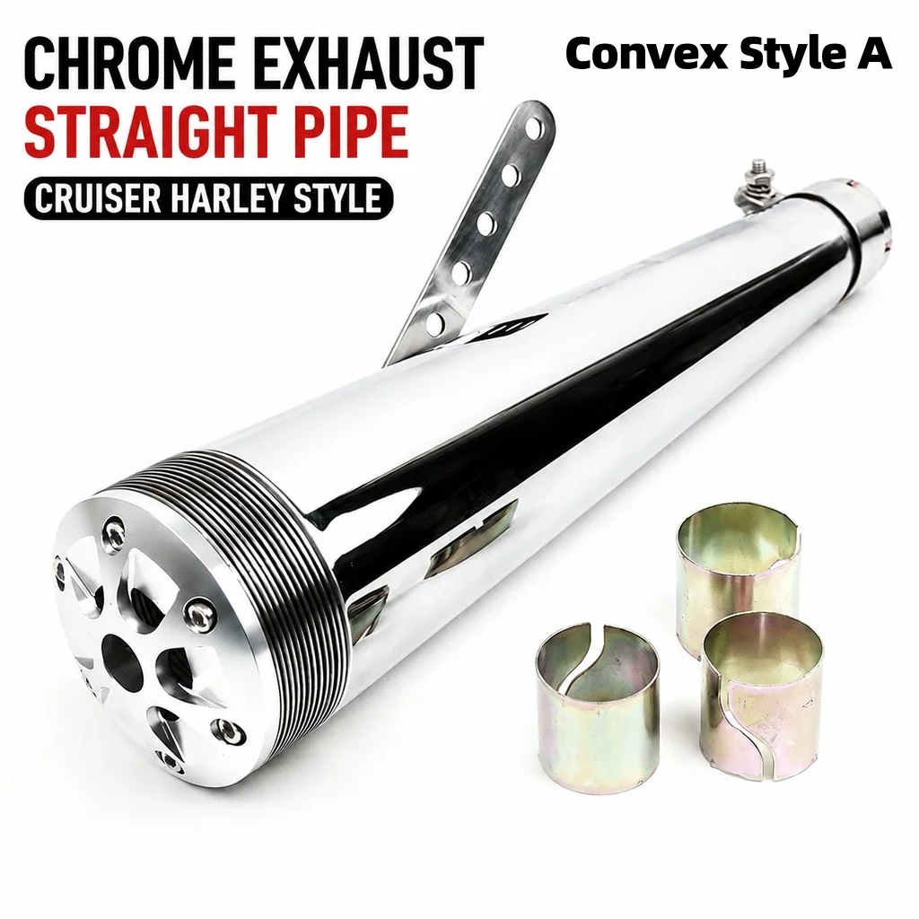 Chrome‑Plated Straight‑Through Motorcycle Exhaust Muffler Retro Modified Pipe Fit For Harley Cruiser Prince Motorcycles