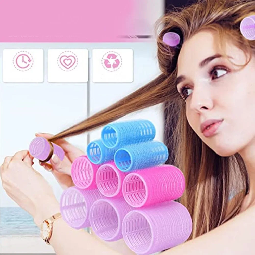 Easy to Use Self Grip Hair Roller Set Plastic Resin Durable Hair Roller Set Professional No Heat Styling Tool Home Use