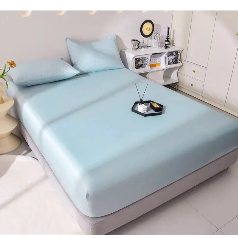 

Rayon Satin Waterproof Fitted Sheet Silky Solid Color Bed Sheet Elastic Band Sheets Smooth Bedsheet Mattress Cover