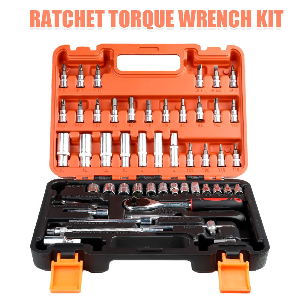 53pc Wrench Tools Set Ratcheting wrench Kit Socket Set Car Repair Tool Kit Ratchet Torque Wrench Combo Auto Repair