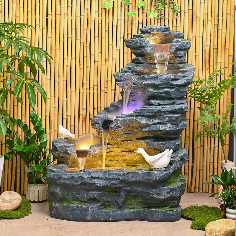 Large rockery pool fountain flowing water ornament courtyard garden circulation water feature, for: 8018