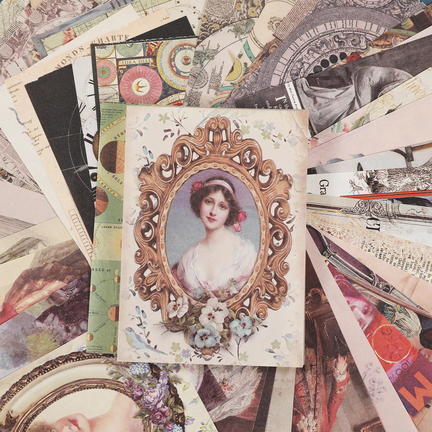 Mr.Paper 2 Packs Lightweight Vintage Paper Pad, Collage Background Decals for DIY Journal Scrapbooking, Card Calendar Phone Case
