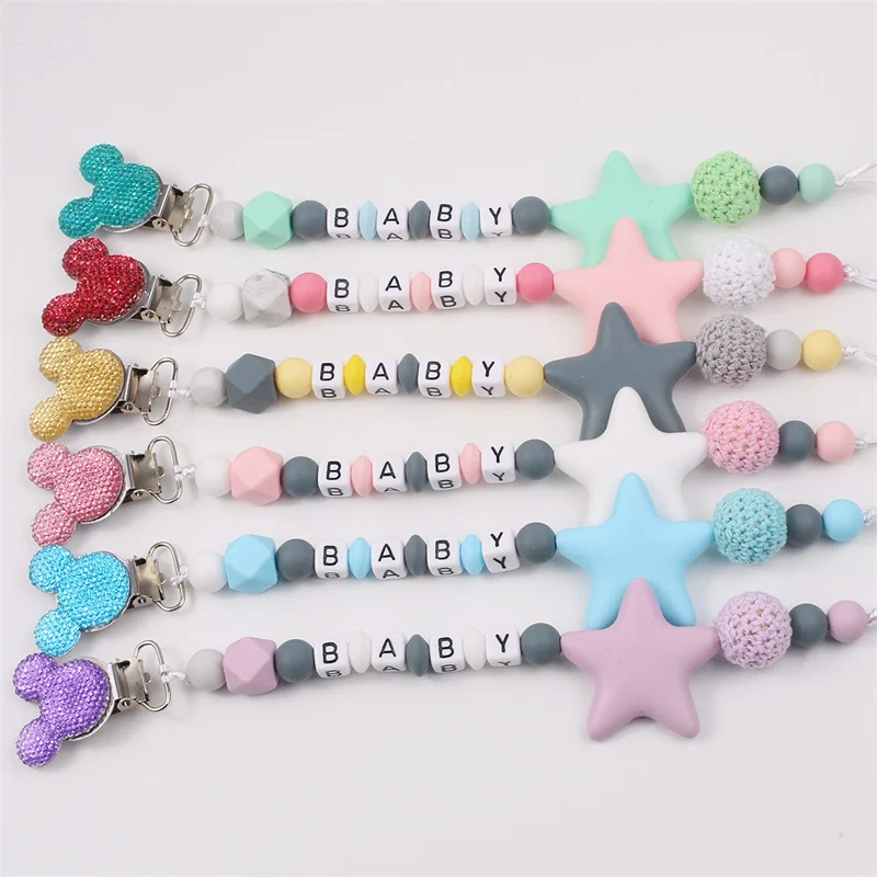 Popular Silicone Personalized Baby Pacifier Clip Baby Name Custom Pacifier Clip Can Be Named Pacifier Chain Baby Supplies