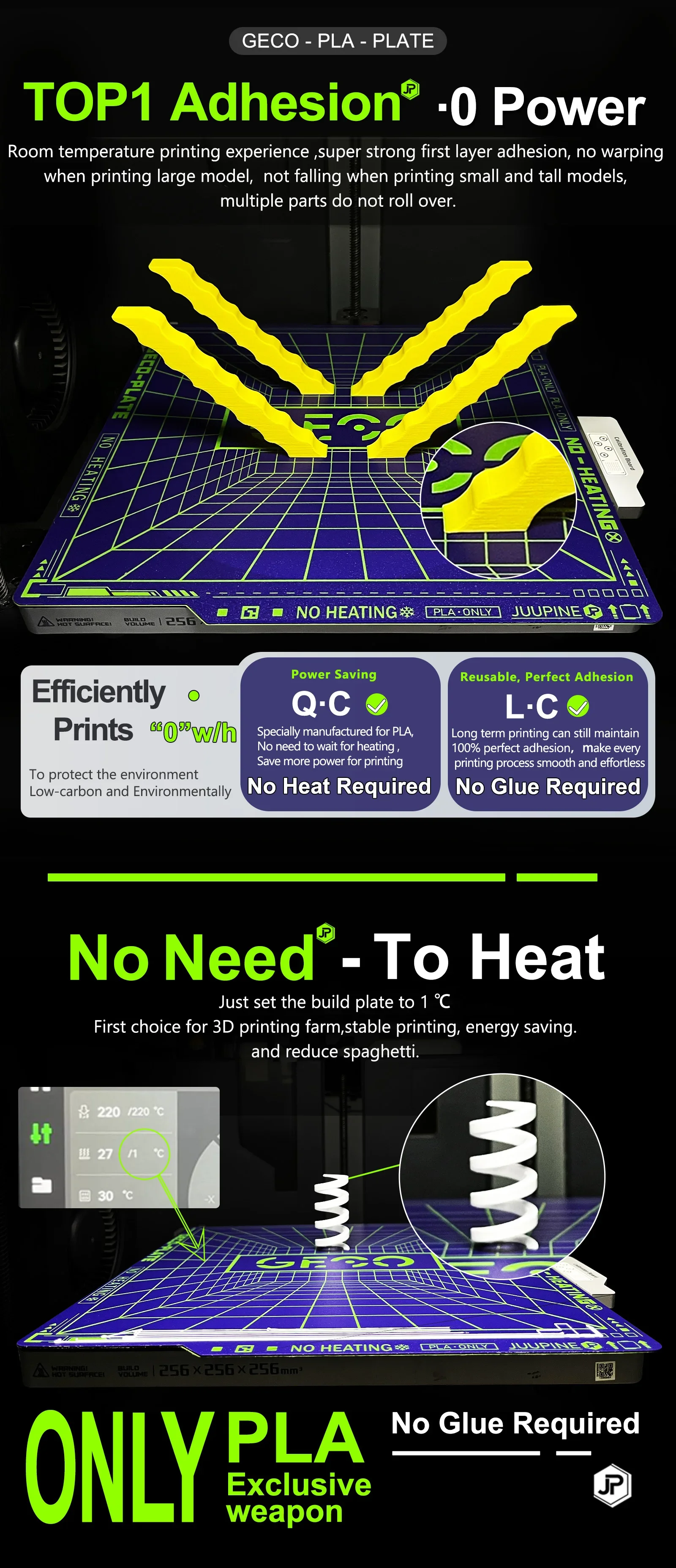 Juupine GECO Plate For Bambu Lab H2D X2D Build Plate PLA Bed Cold Plate For X1C A1 P2S X2D SuperTack Glacier For Bambu H2s Plate