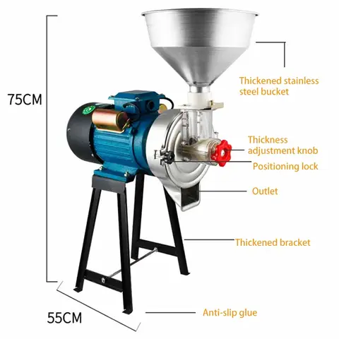 Commercial Grain Grinding Machine Stainless Steel Head Soymilk Miller Rice Milk Machine Tofu Grinder Machine Household 2200W Hot