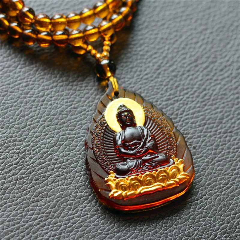 

Chinese Style Lucky Gold Plated Glaze Buddha Pendant Necklace 12 Chinese Zodiac Eight Patron Saints Natal Buddha Amulet For Bles