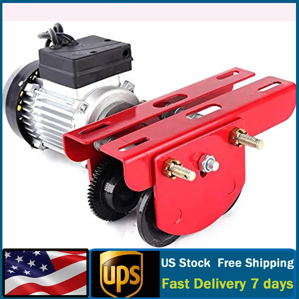 Electric Hoist Trolley Winch Overhead Crane 3m Lift 1400r/ min with I-Beam Links 1102LBS Electric Push Beam Trolley Motor