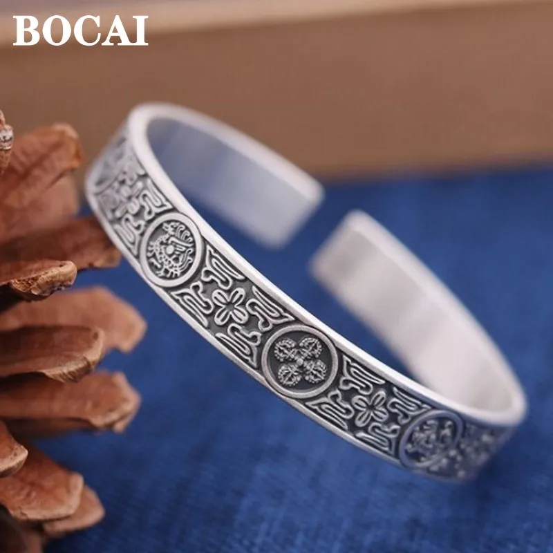 

S999 Silver Four God Beast Bracelets for Men and Women King Kong Pestle Blue Dragon / White Tiger / Auspicious Bird / Tortoise