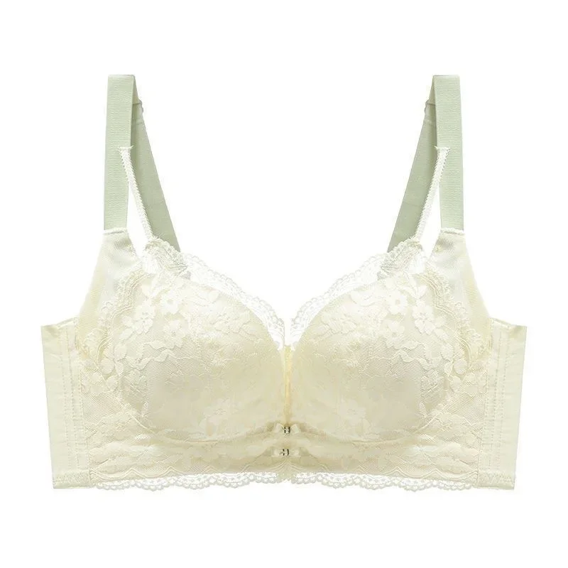 PLUS-ขนาดชุดชั้นในผู้หญิงบางหน้าอกใหญ่ปรับ Bra ไม่มี Underwire ฤดูร้อน Lace Gathering