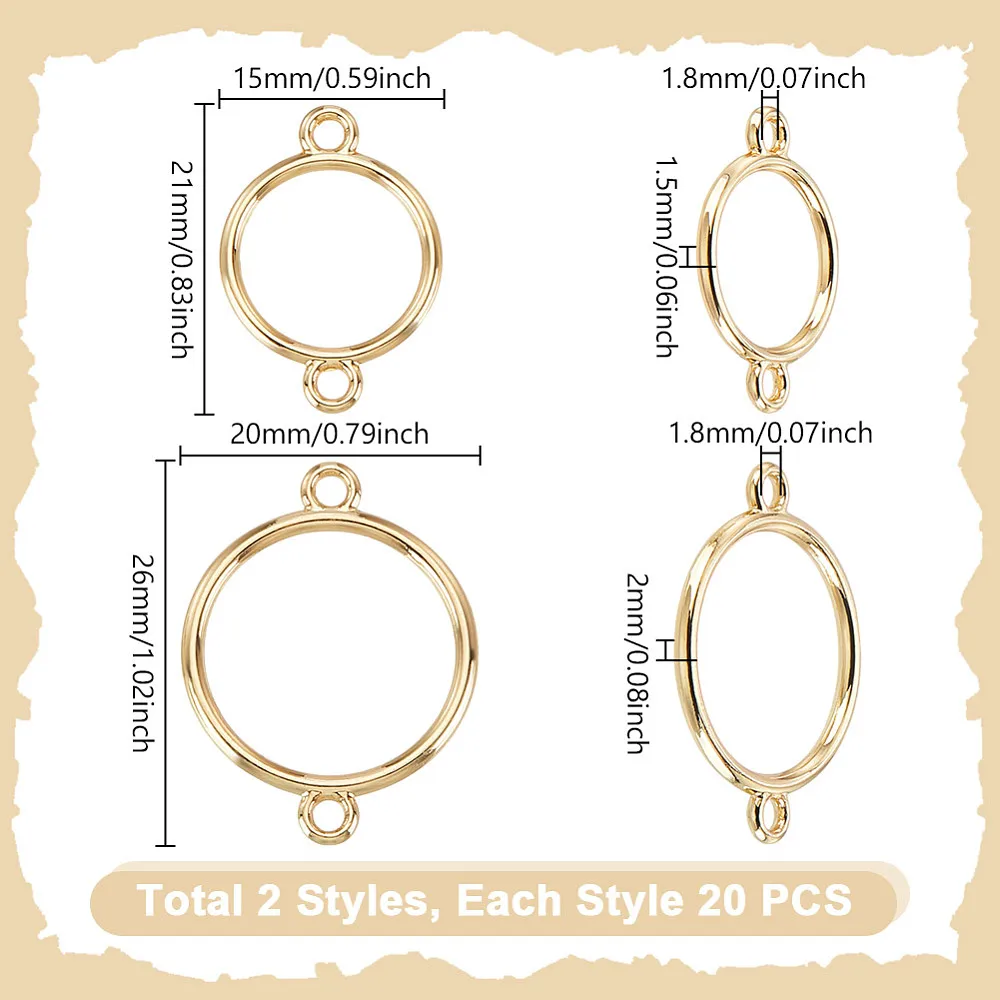 40Pcs Open Bezel Connector Charms 2 Styles Open Frame Pendant Hollow Bezel Charms Bezel Pendants for Resin Casting Necklace