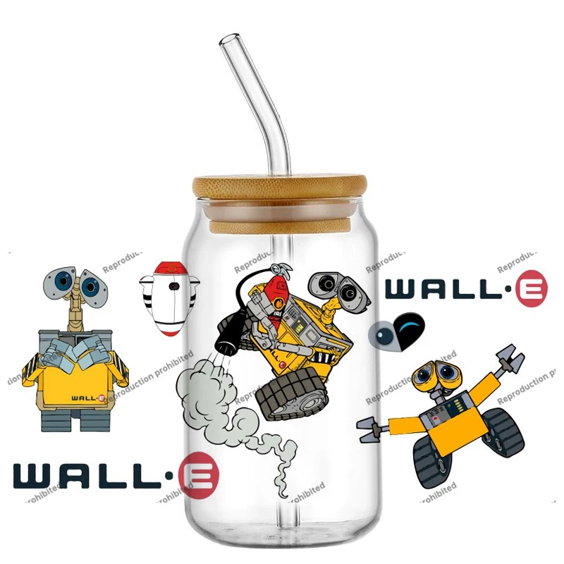 Robot Wall Pattern UV DTF Cup Wrap Libbey Glass Beer Can Tumbler Transfer Stickers Waterproof Permanent Adhesive home decoration